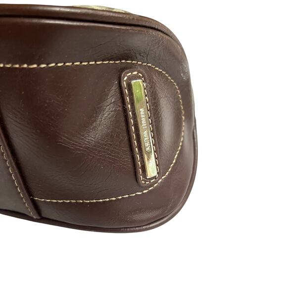 Vintage Nine West Brown Faux Leather Geometric Jacquard Shoulder Bag Tote - Picture 7 of 8